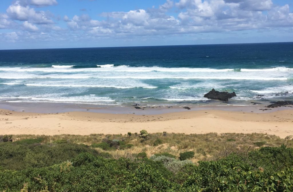 A stunning windswept surfing beach on Phillip Island