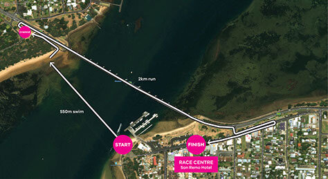 The San Remo Channel Challenge race is a 550m swim across the channel, and a 2km run back to San Remo. This is final of the 3 events in the Bass Summer Series.
