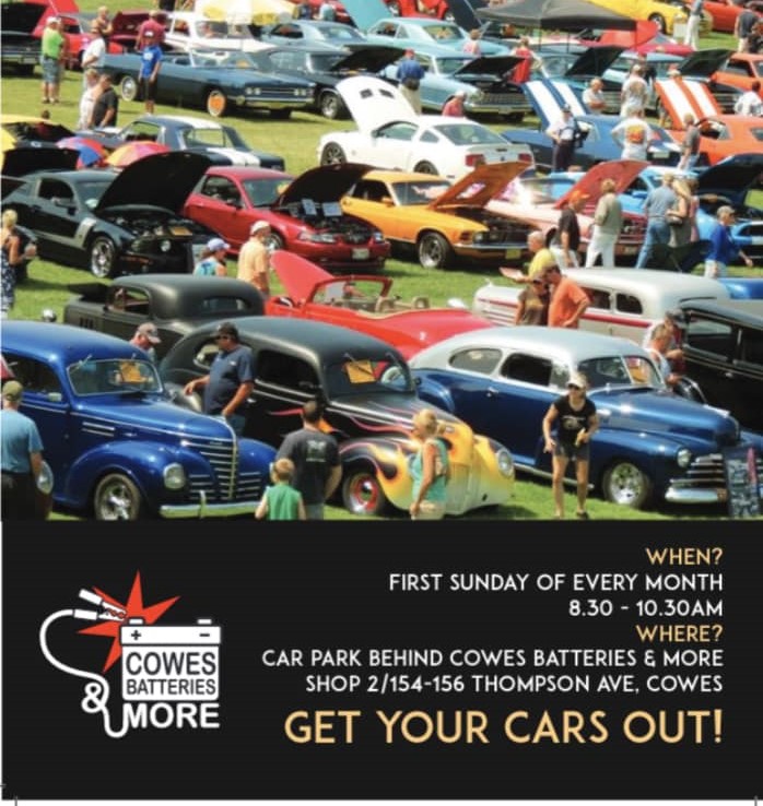 Cowes Cars and Coffee is a monthly event where you can show your own or have a coffee while persuing others cars.  Last month there were over 80 cars present.